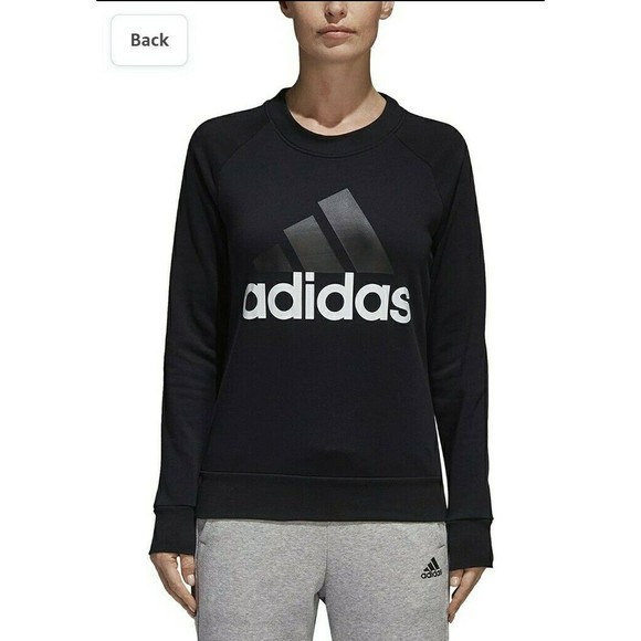 adidas Women Sweatshirt Running Essentials Black Training Gym S97079 Sz Large - Picture 1 of 9